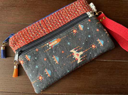 Retro Gamer Double Zipper Clutch