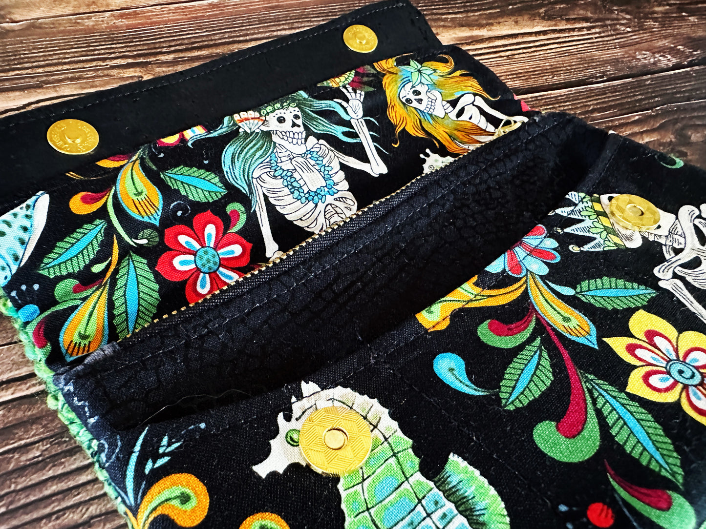 Skeleton Merfolk with Woven Wool Minimalist Wallet