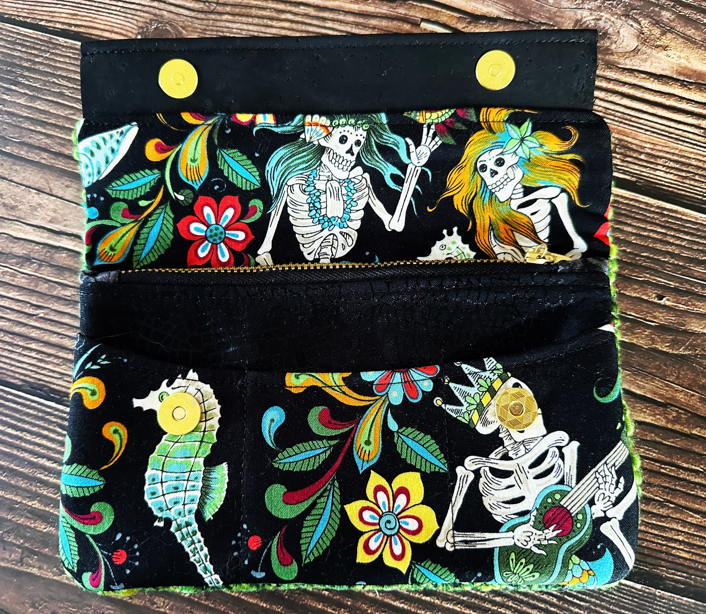 Skeleton Merfolk with Woven Wool Minimalist Wallet