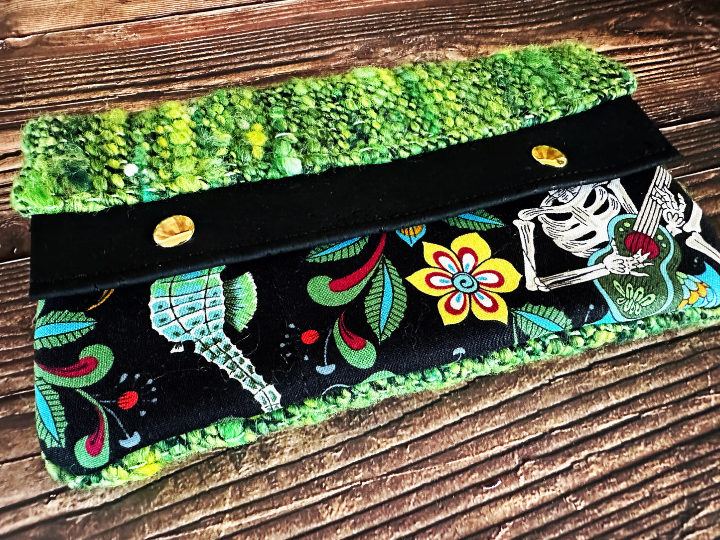 Skeleton Merfolk with Woven Wool Minimalist Wallet