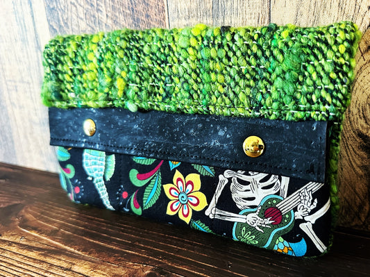 Skeleton Merfolk with Woven Wool Minimalist Wallet