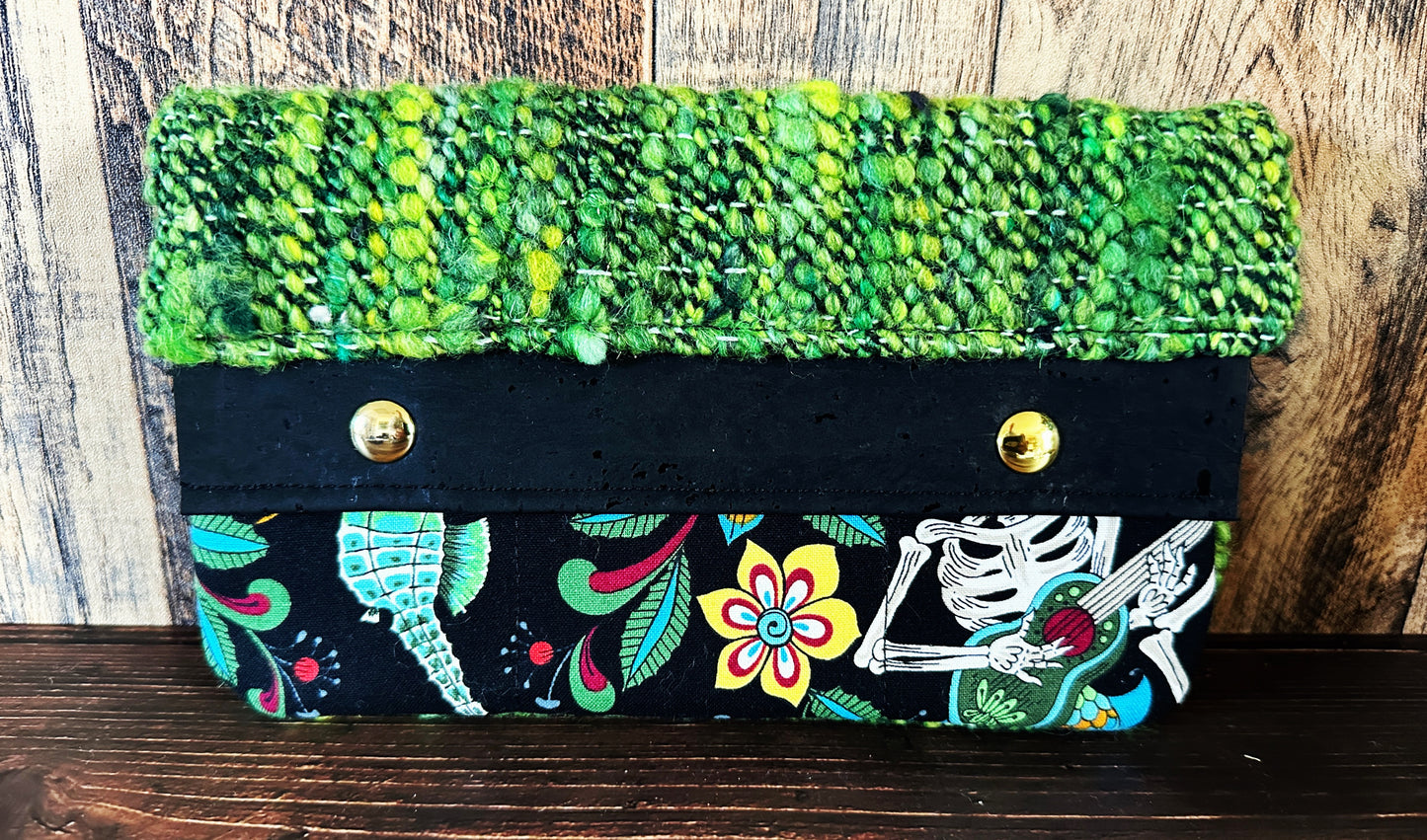 Skeleton Merfolk with Woven Wool Minimalist Wallet