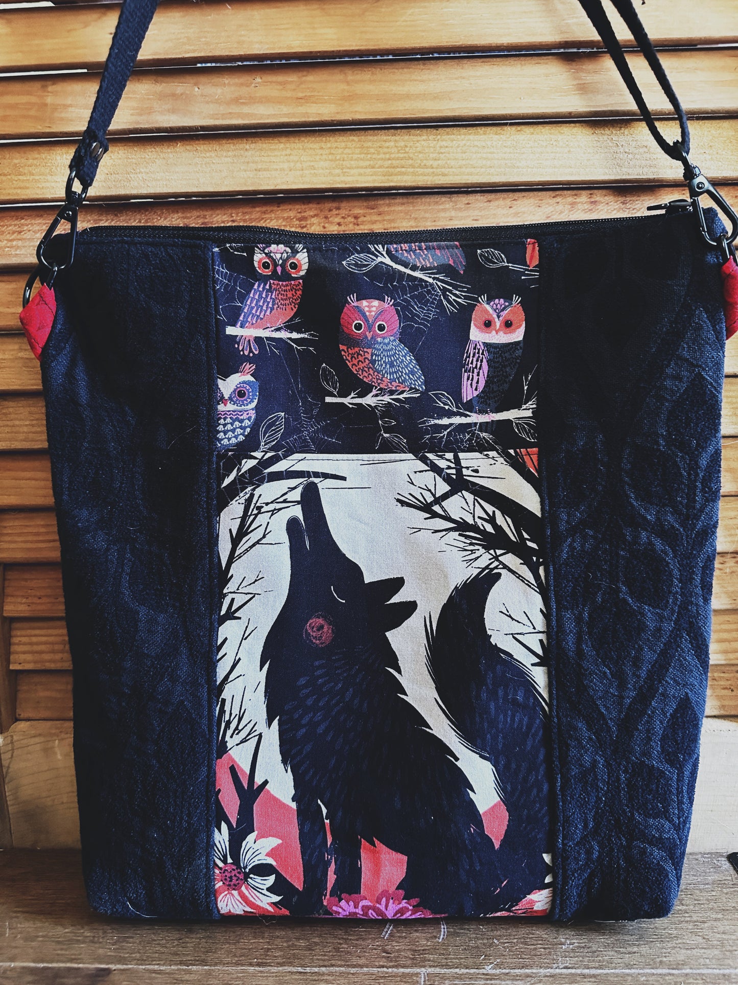 Skull and Wolf Zipper Top Crossbody Tote Bag (Copy) (Copy)