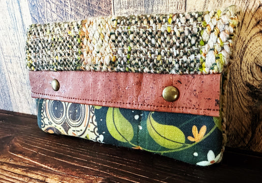 Earthy Owls with Woven Wool Minimalist Wallet