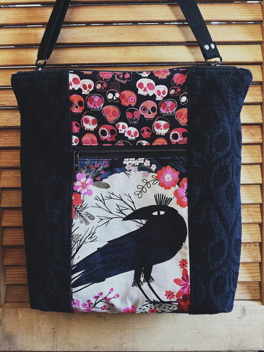 Owls and Crow Zipper Top Crossbody Tote Bag (Copy) (Copy) (Copy)