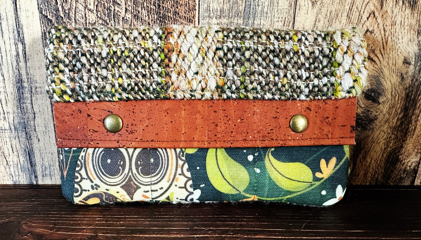 Earthy Owls with Woven Wool Minimalist Wallet