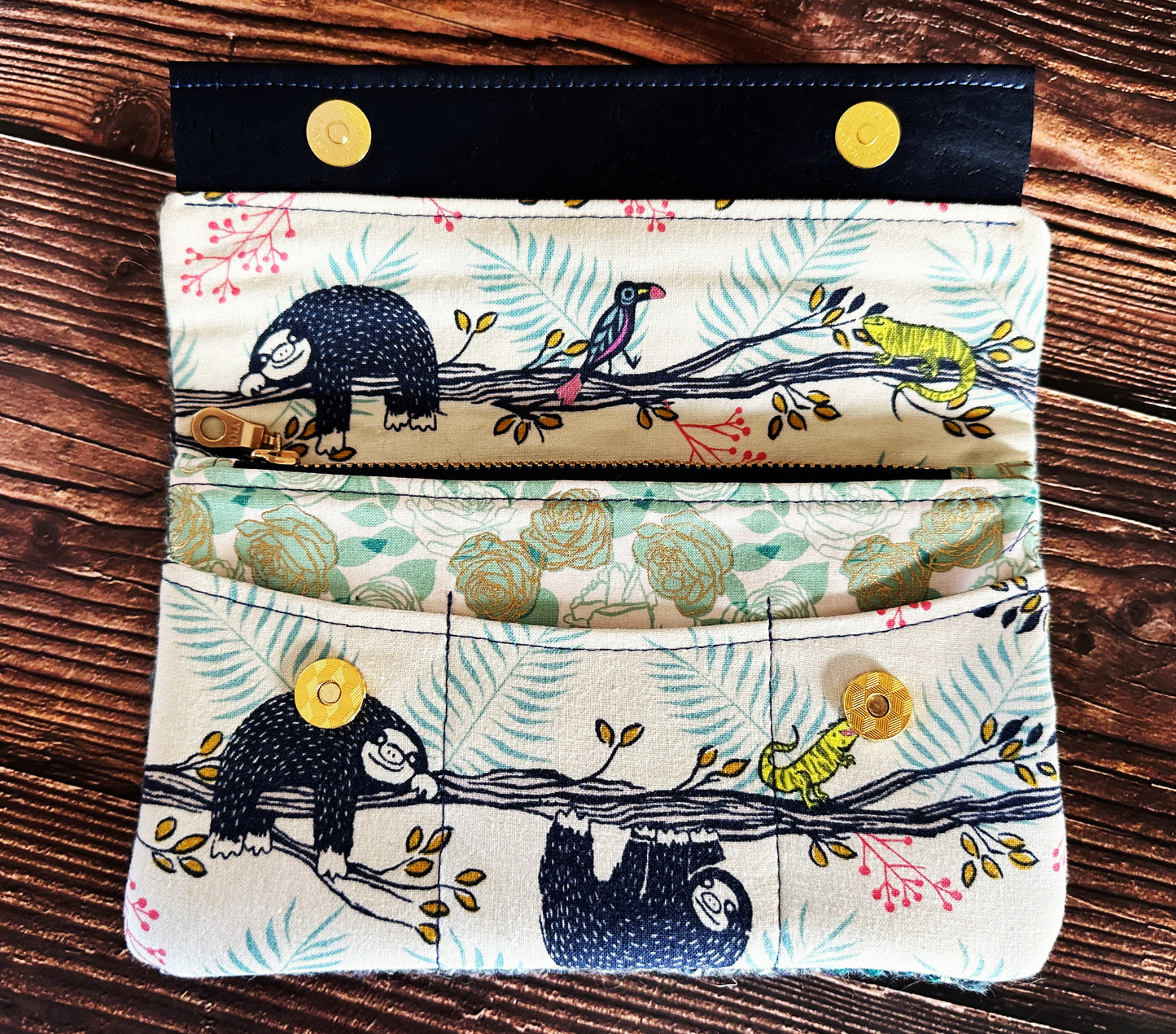 Sleepy Sloths with Woven Wool Minimalist Wallet