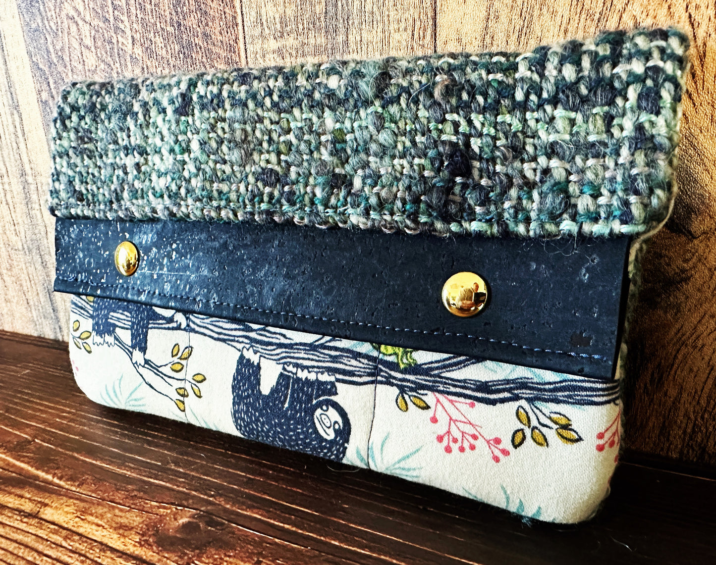 Sleepy Sloths with Woven Wool Minimalist Wallet