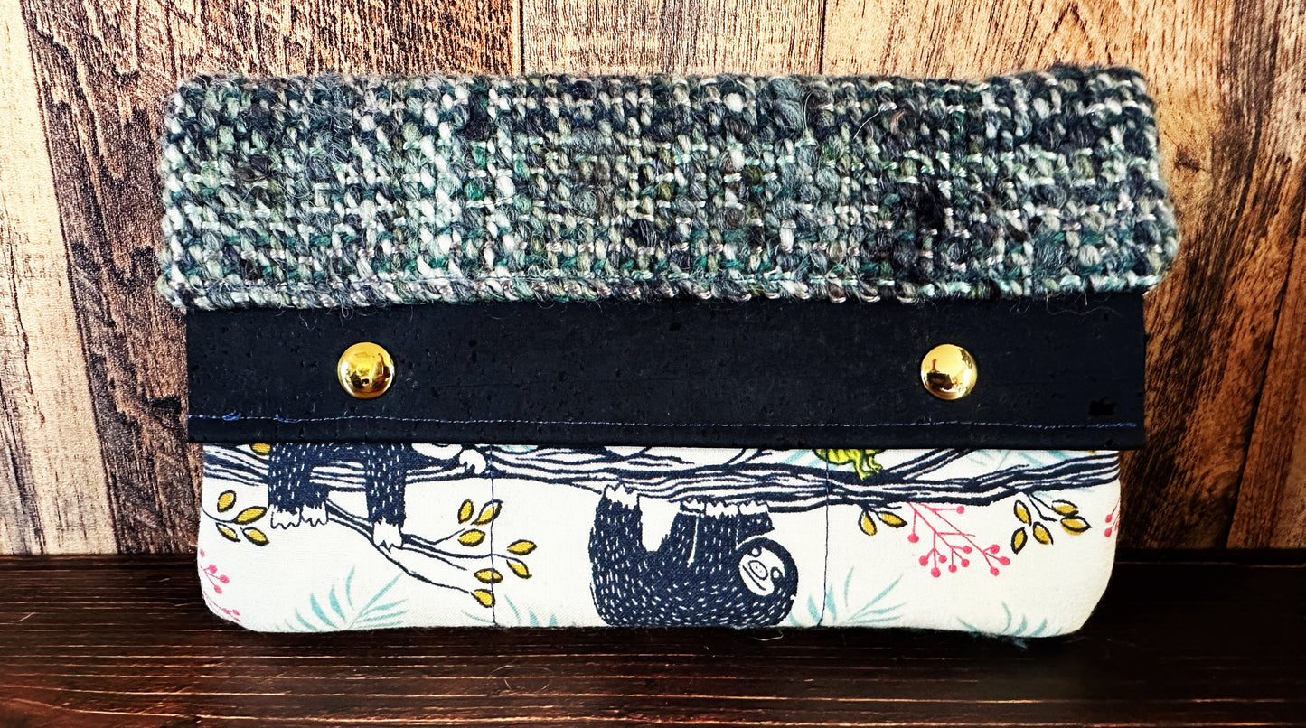 Sleepy Sloths with Woven Wool Minimalist Wallet