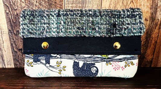 Sleepy Sloths with Woven Wool Minimalist Wallet