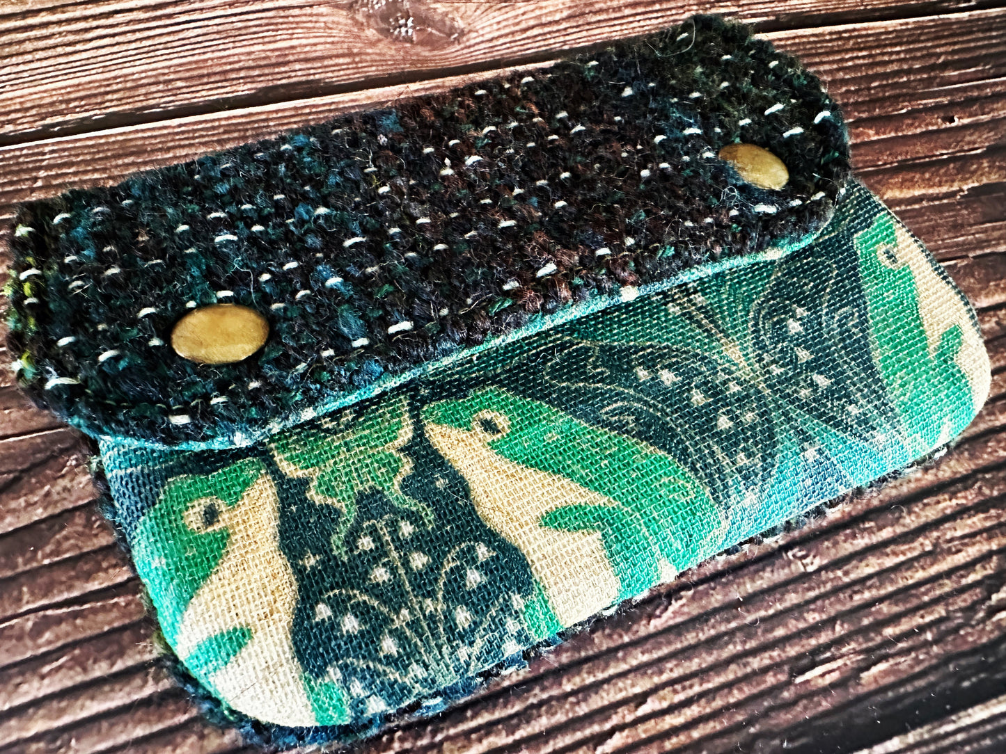 Art Nouveau Frogs & Woven Wool Simple Card Wallet