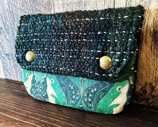 Art Nouveau Frogs & Woven Wool Simple Card Wallet