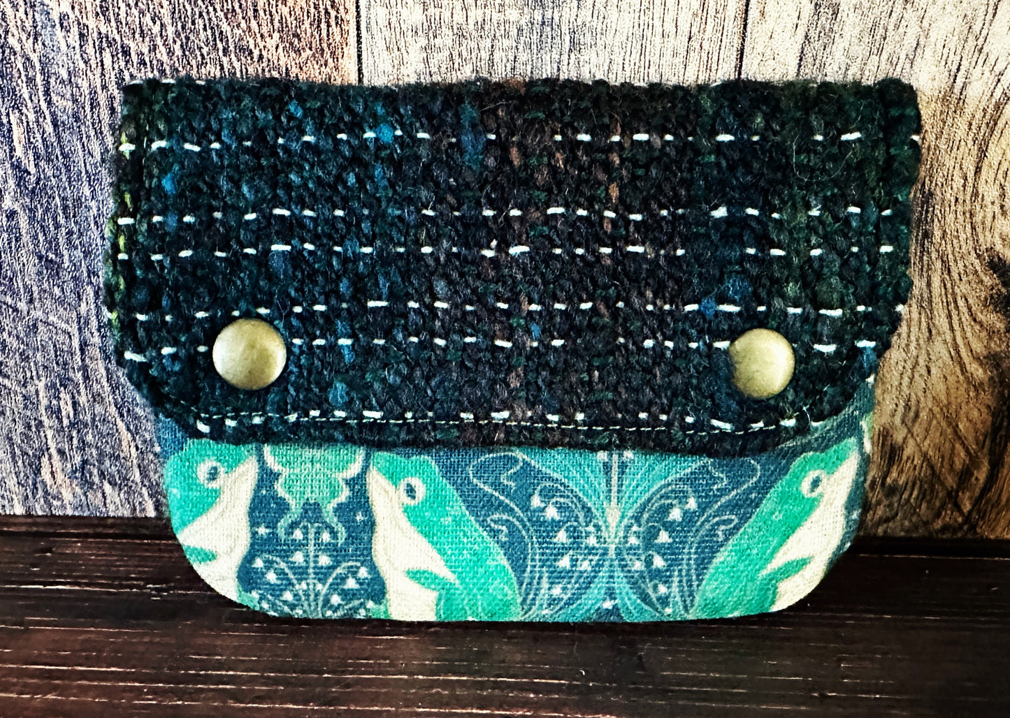 Art Nouveau Frogs & Woven Wool Simple Card Wallet