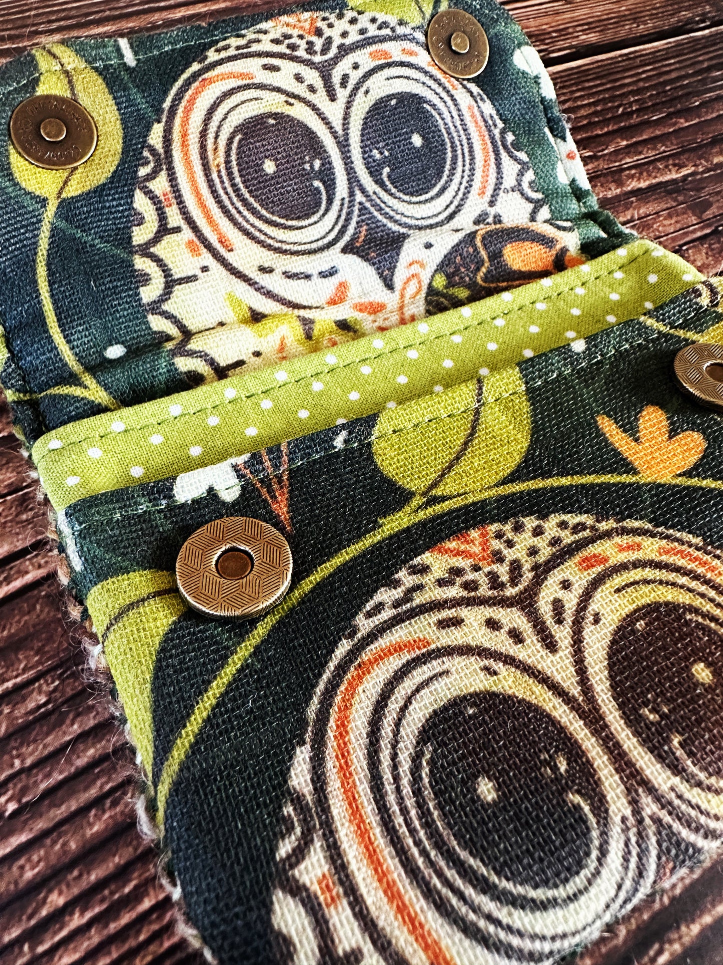 Earthy Owls & Woven Wool Simple Card Wallet