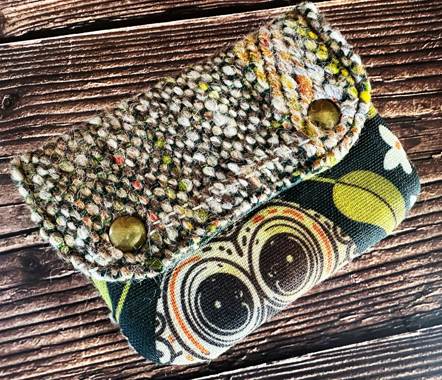 Earthy Owls & Woven Wool Simple Card Wallet
