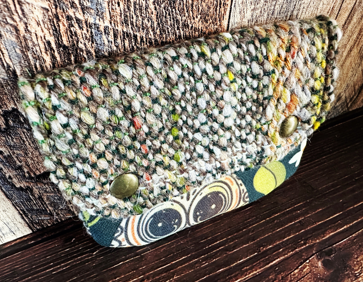 Earthy Owls & Woven Wool Simple Card Wallet
