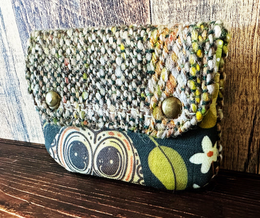 Earthy Owls & Woven Wool Simple Card Wallet