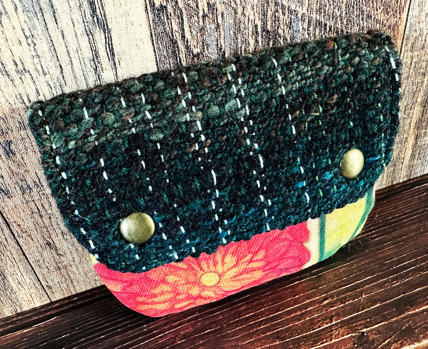 Zinnia Garden & Woven Wool Simple Card Wallet