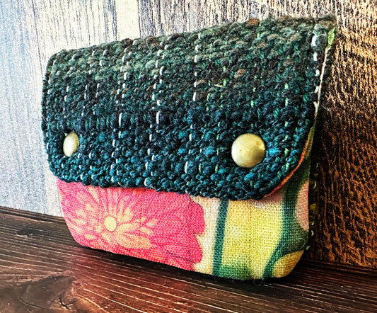 Zinnia Garden & Woven Wool Simple Card Wallet