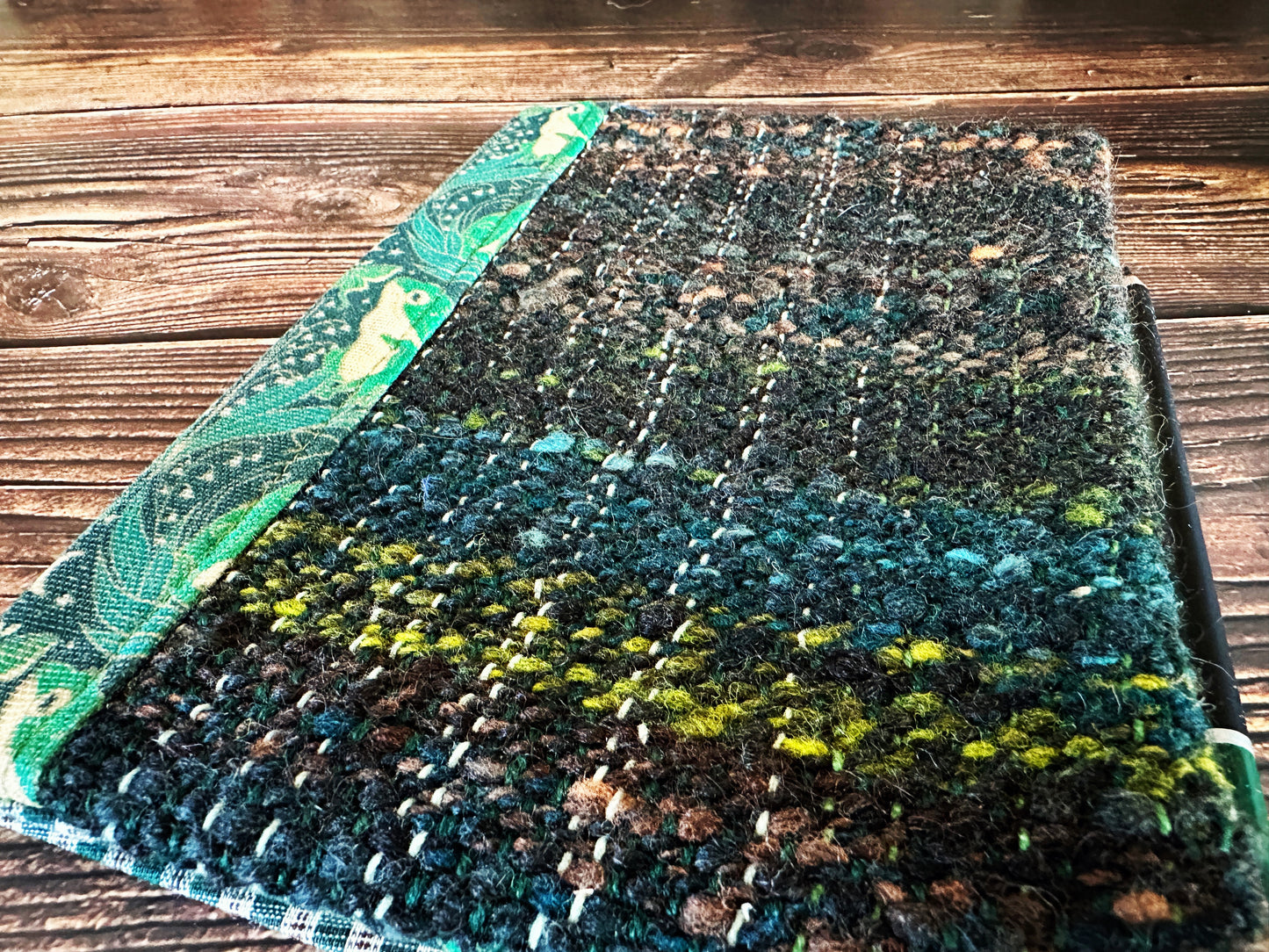 Art Nouveau Frogs with Handwoven Wool Adjustable A5 Journal Cover