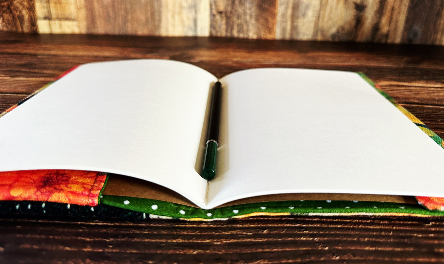 Zinnia Garden with Handwoven Wool Adjustable A5 Journal Cover