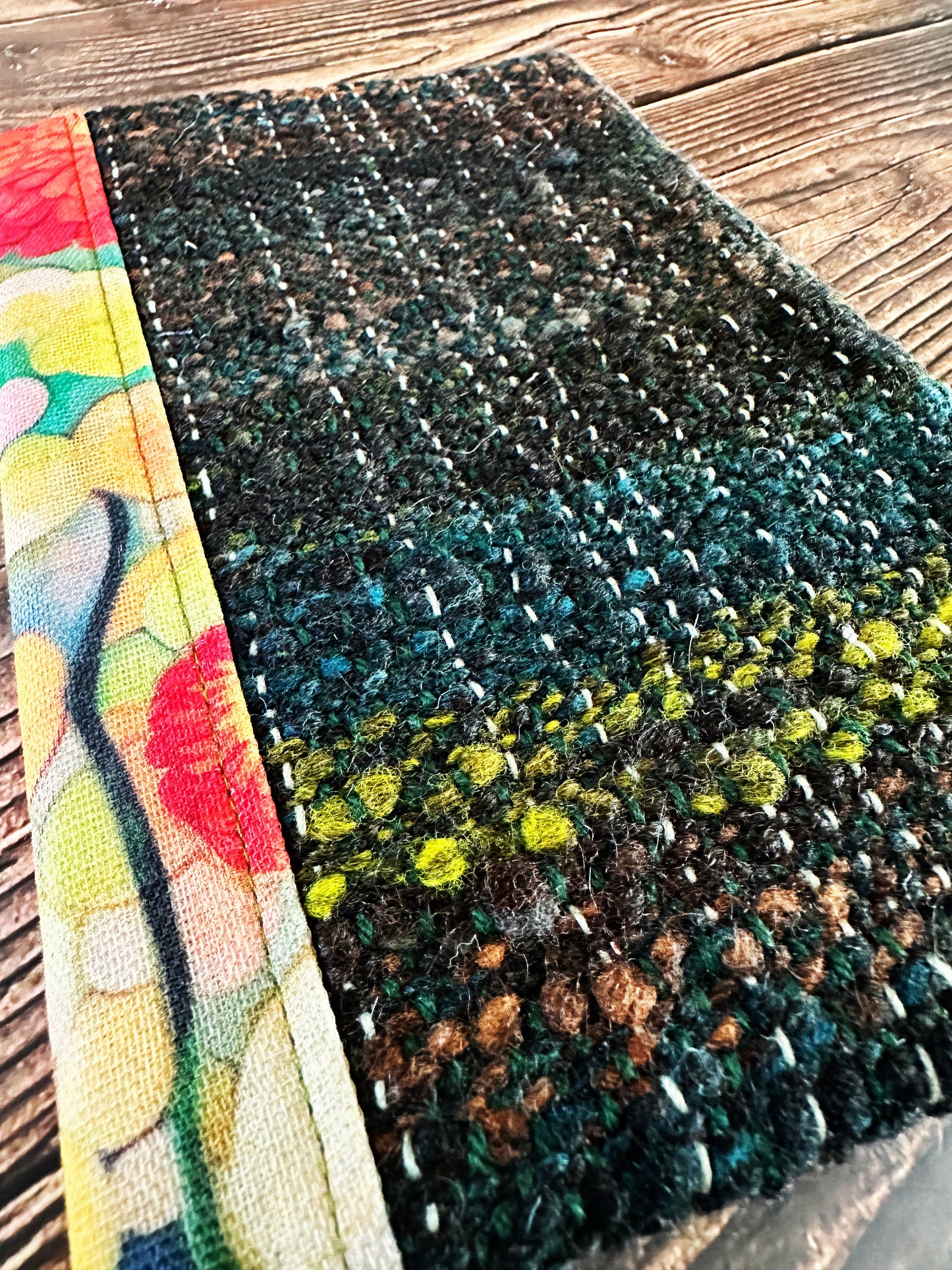 Zinnia Garden with Handwoven Wool Adjustable A5 Journal Cover