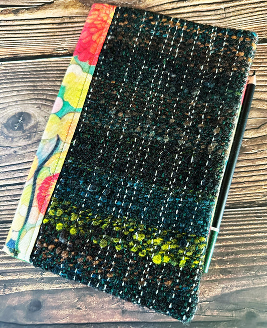 Zinnia Garden with Handwoven Wool Adjustable A5 Journal Cover