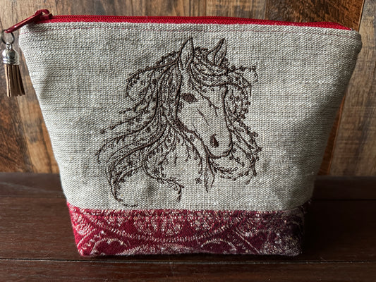 Wild Horses Padded Project or Cosmetic Bag