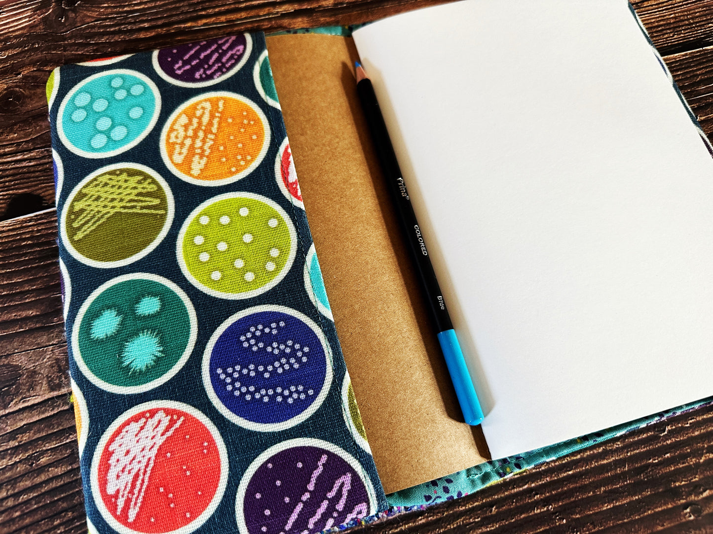 Petri Dishes with Handwoven Wool Adjustable A5 Journal Cover