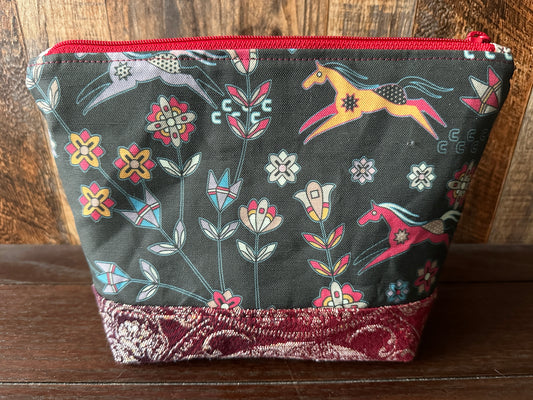 Wild Horses Padded Project or Cosmetic Bag