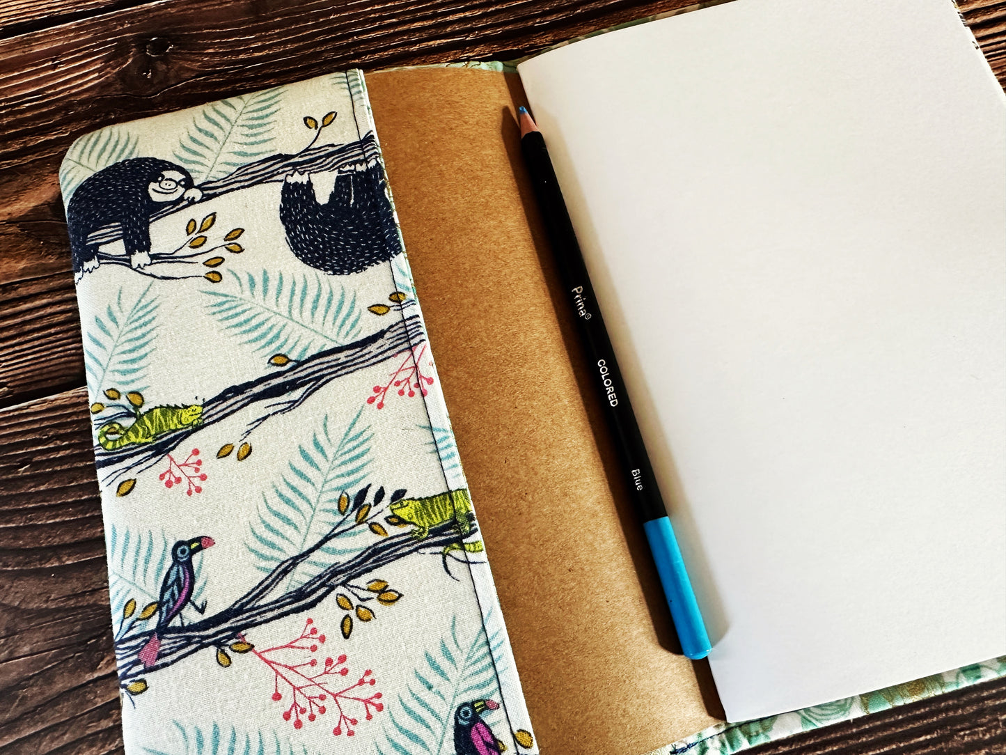 Sleepy Sloths with Handwoven Wool Adjustable A5 Journal Cover