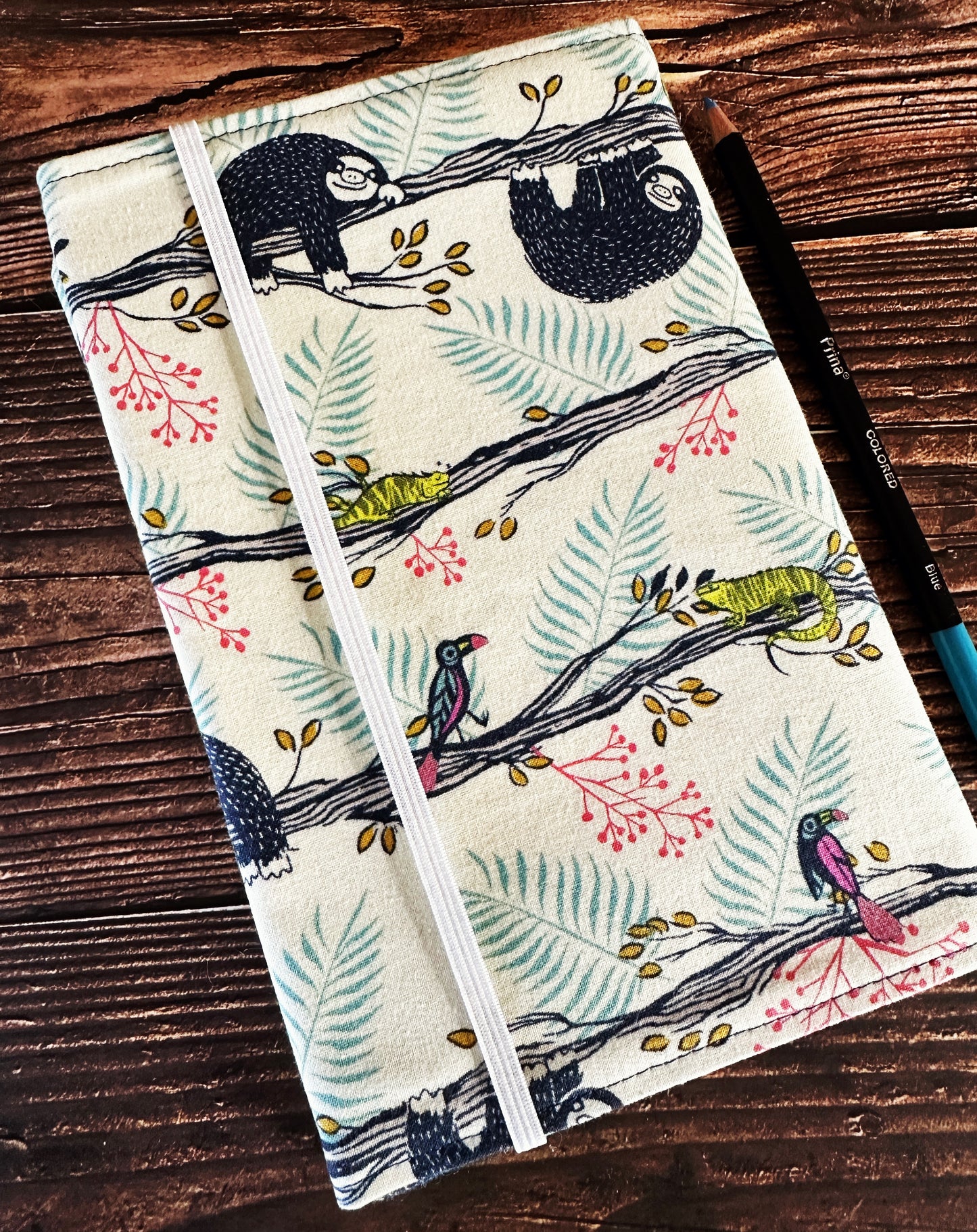 Sleepy Sloths with Handwoven Wool Adjustable A5 Journal Cover