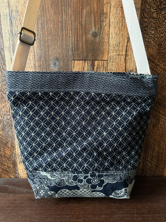 Indigo Linen with Jackalope Medium Shoulder Bag/Purse