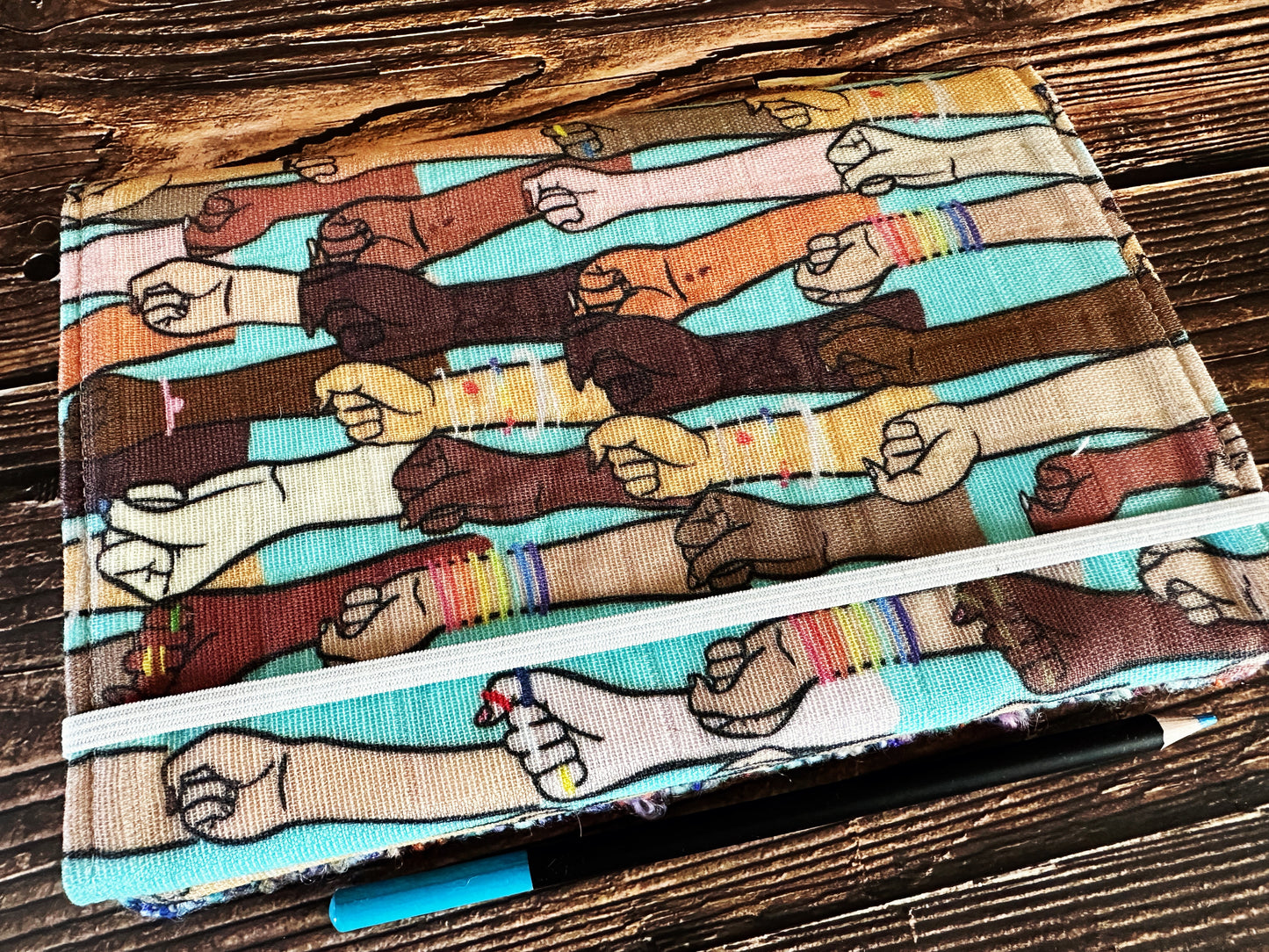 Resist Fists with Handwoven Wool Adjustable A5 Journal Cover