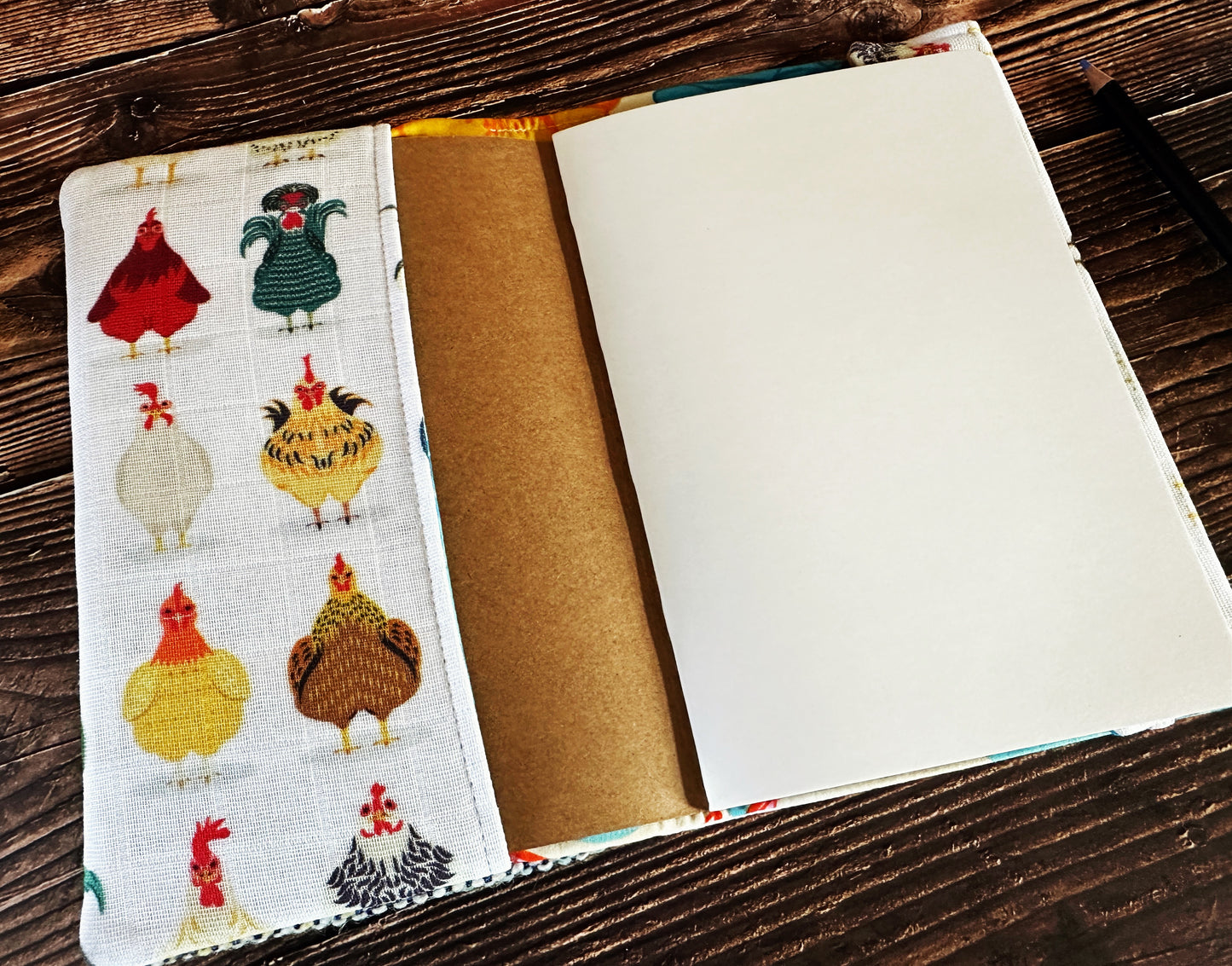 Chicken Breeds with Handwoven Wool Adjustable A5 Journal Cover