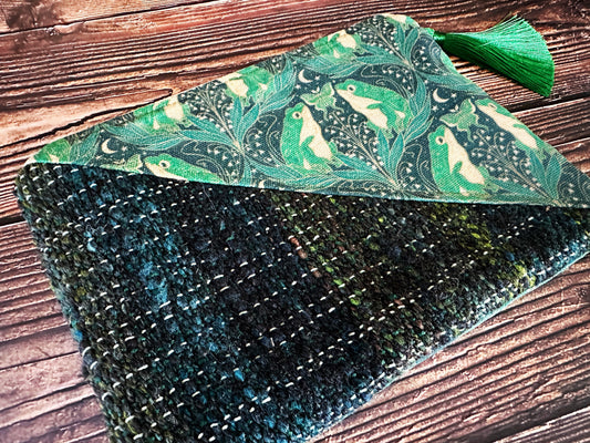 Art Nouveau Frogs and Handwoven Wool Zipper Bag