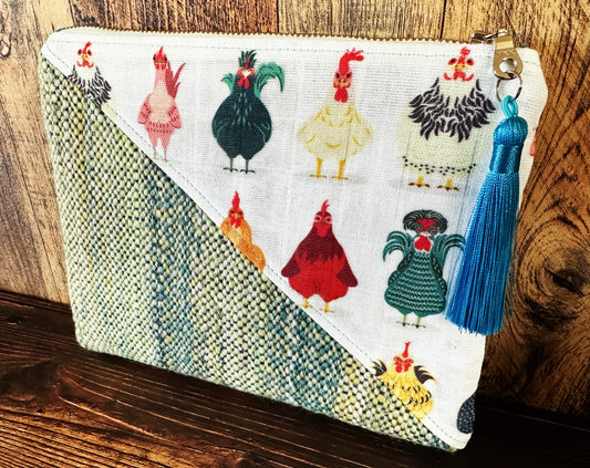 Chickens Breeds and Handwoven Wool Zipper Bag