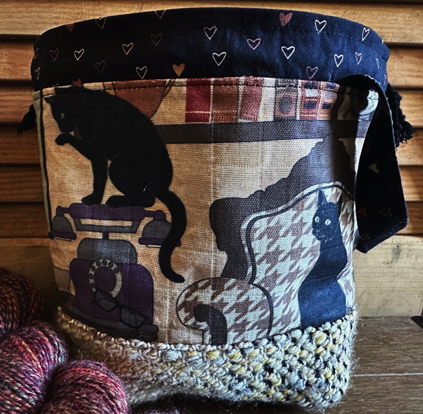 Black Cats and Books Small Project Bag