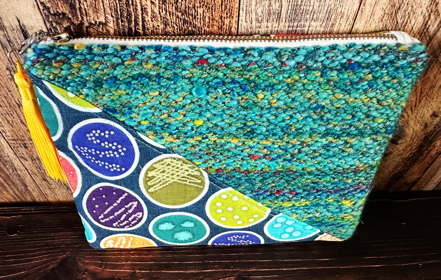 Petri Dishes and Handwoven Wool Zipper Bag