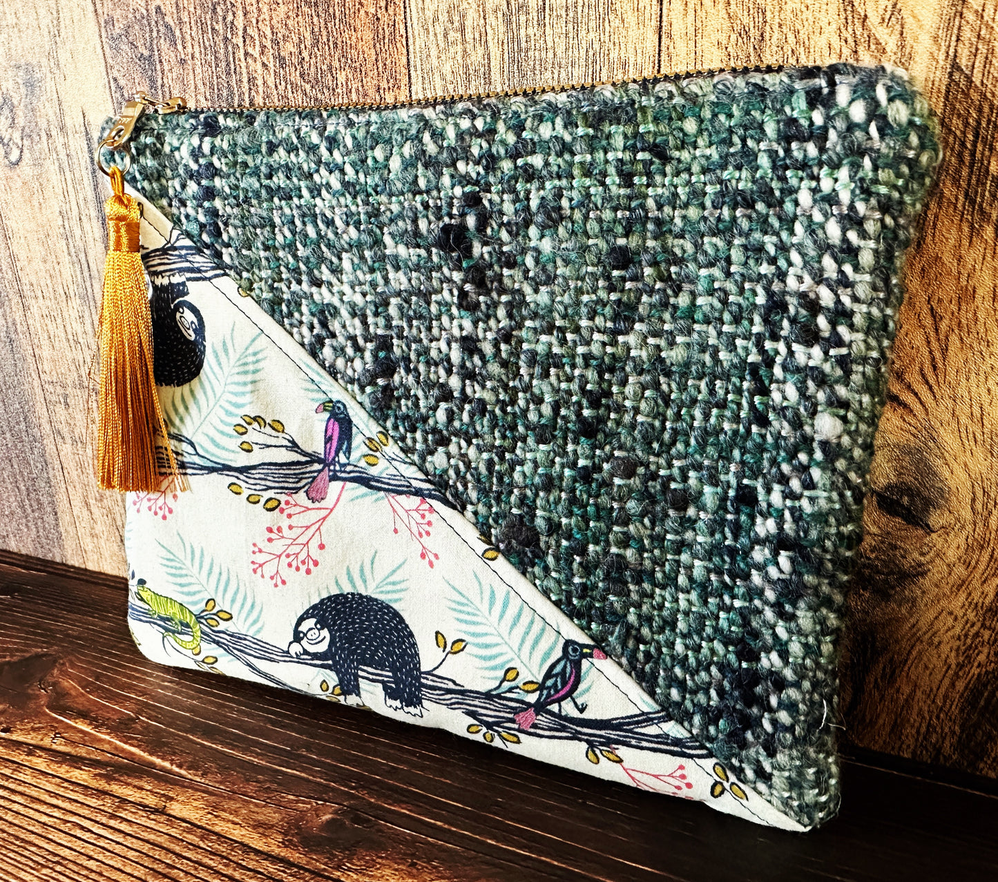 Sleepy Sloths with Handwoven Wool Zipper Bag