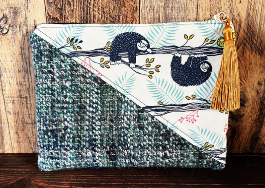 Sleepy Sloths with Handwoven Wool Zipper Bag