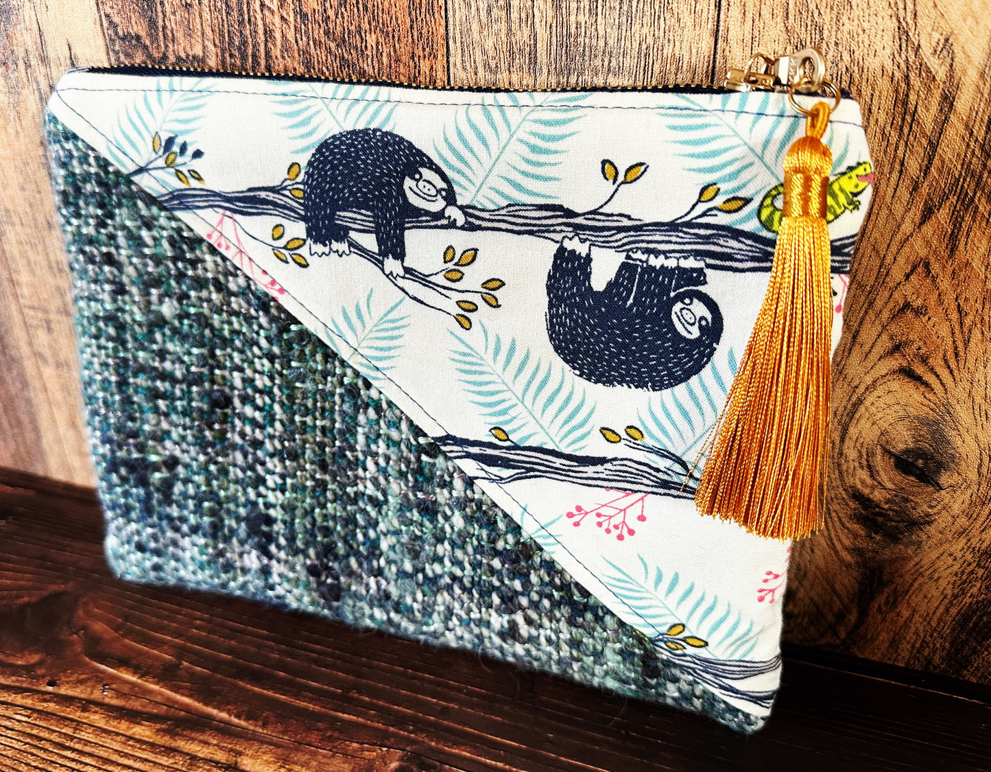 Sleepy Sloths with Handwoven Wool Zipper Bag