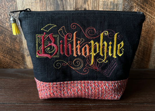 Bibliophile and Dark Academia Padded Project or Cosmetic Bag