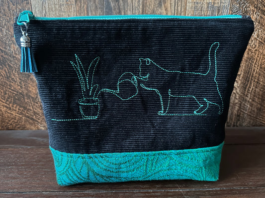 Black Cats in the Library Padded Project or Cosmetic Bag