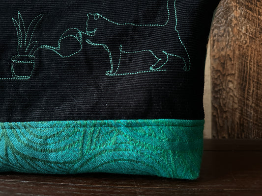 Black Cats in the Library Padded Project or Cosmetic Bag