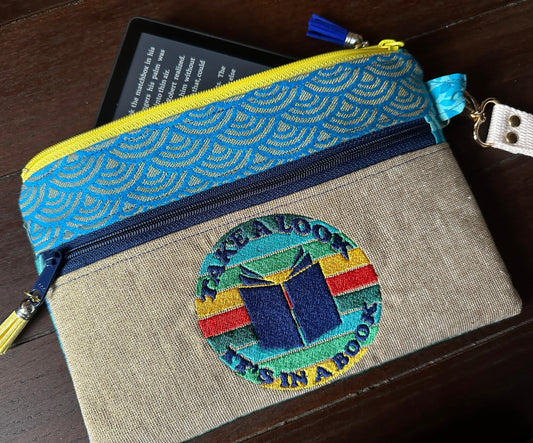 Take A Look in A Book Small Double Zipper Clutch and E-Reader Pouch