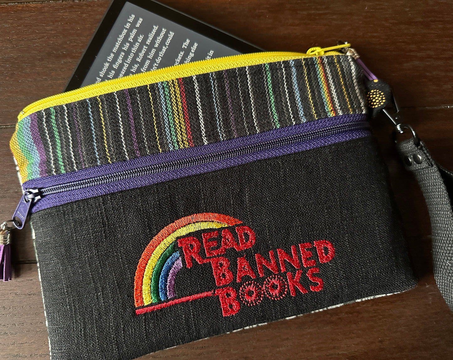 Read Banned Books Small Double Zipper Clutch and E-Reader Pouch