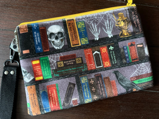 Bibliophile Dark Academia Small Double Zipper Clutch and E-Reader Pouch
