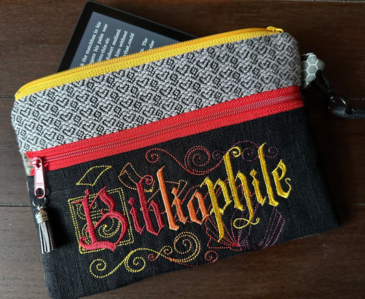 Bibliophile Dark Academia Small Double Zipper Clutch and E-Reader Pouch