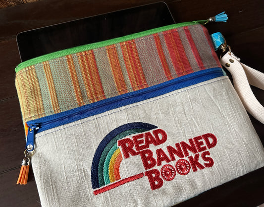 Read Banned Books Large Double Zipper Sleeve and Tablet Pouch